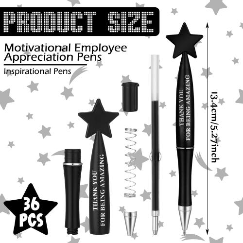Yeaqee 34 Pcs Vet Tech Appreciation Gifts Bulk Thank You Ballpoint Pens Employee Medical Assistant Appreciation Pens Thank You Gifts for Women Men Custodian Staff Christmas Team(Black)