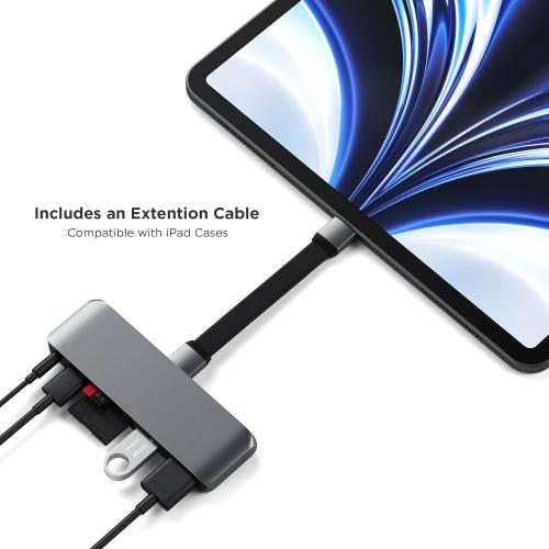 Satechi USB-C Mobile Pro SD Adapter with USB-C PD Charging, 4K HDMI, USB 3.0, Micro/SD Card Readers & 3.5mm Headphone Jack - M2/ M1 iPad Pro, M1 iPad Air, iPad mini and More
