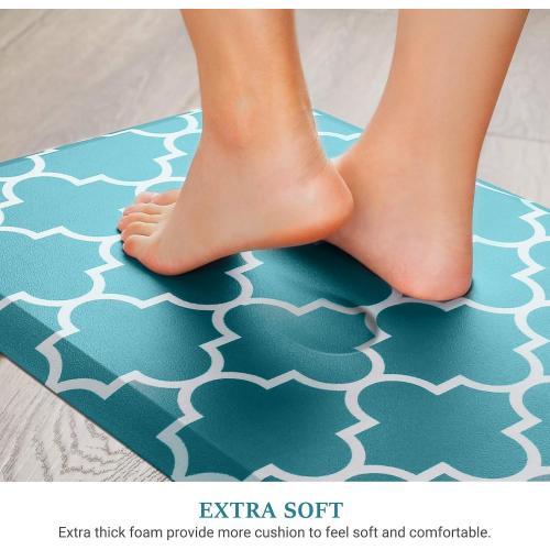 WISELIFE Kitchen Mat Cushioned Anti-Fatigue Kitchen Rug ,Non Slip Waterproof Kitchen Mats and Rugs Heavy Duty PVC Ergonomic Comfort Mat for Kitchen, Floor Home, Office, Sink, Laundry, Green