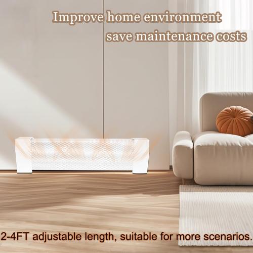 Baseboard Heater Cover, 2FT-4FT Retractable Galvanized Steel Easy Slip-On Baseboard Heater Cover, with Left and Right End Covers, Suitable for Bathroom and Hydronic Home Heating Systems