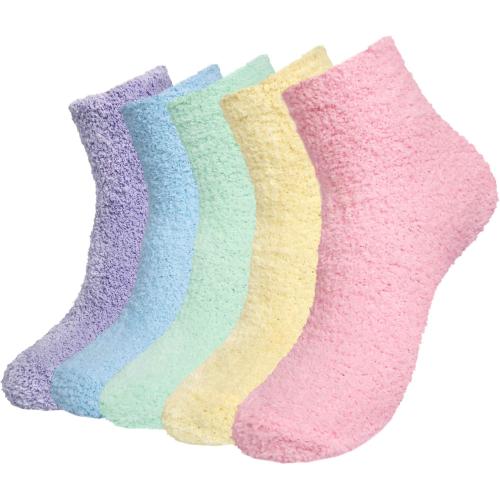 Loritta 5 Pairs Womens Fuzzy Socks Winter Warm Cozy Fluffy Super Soft Slipper Socks