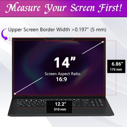 Size 14 inch PYS Magnetic Laptop Privacy Screen 14 Inch (16:9 Aspect) - Anti-Glare Blue Light Filter, Removable Privacy Screen Protector Compatible with HP/Dell/Acer/Lenovo/Samsung/ASUS (12.2x6.9inch/ W x H)