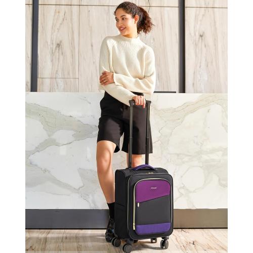 LOVEVOOK 4 Pcs Carry On Luggage 22x14x9 Airline Approved, 20 Inch Carry On Suitcases with Wheels, Softside Rolling Suitcase for Women Men, with TSA Lock Weekender Travel Luggage