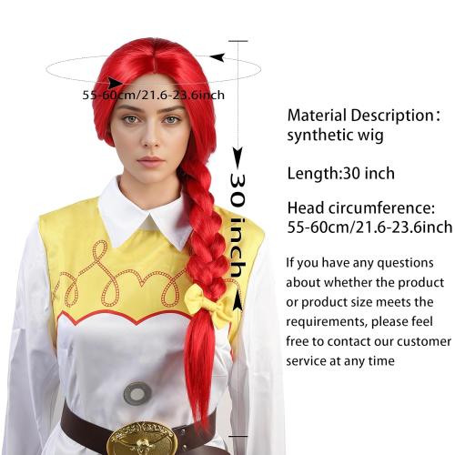 Red Long Straight Wig With Braids Red Braided Wig Cosplay Halloween Costume Wigs For Women