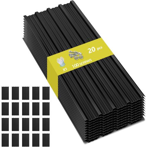 Metal Roof Panels - 20 Pcs Corrugated Pergola Roofing Panels Heavy Duty Waterproof Tin Roofing Materials for Shed Gazebo Patio Garages 42.52x16.77in, Black