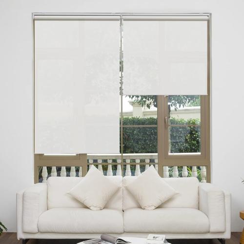 AOSKY Cordless Roller Shades for Windows Light Filtering Shades with 5% Openness Solar Screen Semi Sheer Roller Blinds UV Protection for Office and Home. Easy to Install 56 W x 72 H (White)