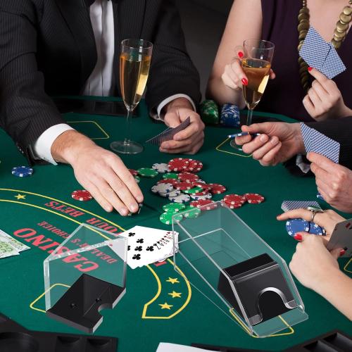 Honoson Blackjack Shoe and Discard Tray Clear Acrylic Blackjack Dealing Shoe Card Dispenser for Playing Cards Discard Holder Trays for Game Poker Accessories(4 Deck)