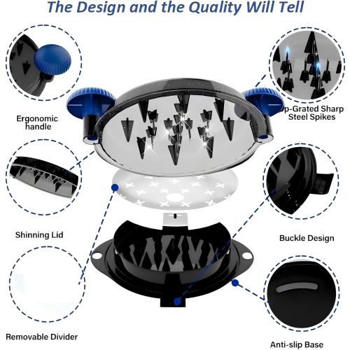 Chicken Shredder Tool Twist Pro - Large Meat Shredder for Chicken Breast, Pulled Pork, Beef with Upgraded Stainless Steel Spikes Wall Mounted Design BPA-Free Kitchen Essentials Gadgets (Blue/Black)