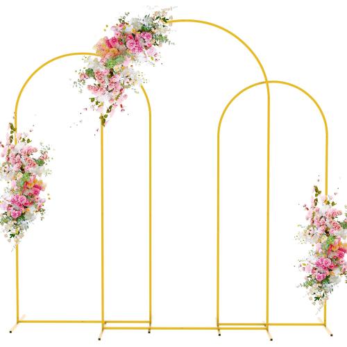 Wokceer Wedding Arch Backdrop Stand 7.2FT,6.6FT,6FT Gold Metal Arch Stand