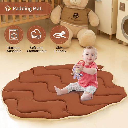 Baby Play Gym Mat, Tummy Time Mat with 5 Detachable Toys, Oversize Cute Pinecone Shape, Large Sensory Playmat for Floor, Newborn Infant Baby Essentials Shower Gift 6-9-12 Months, Brown