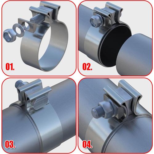 2.5 Inch Exhaust Clamp, 2.5 Narrow Band Muffler Clamp, Stainless Steel, 2pcs