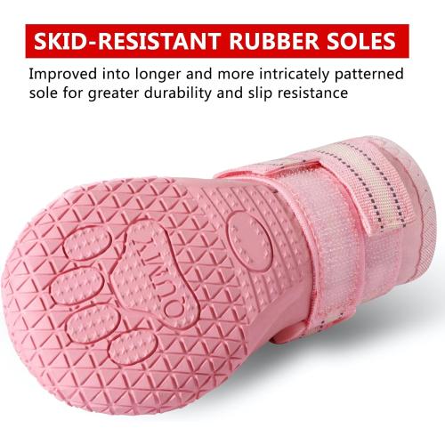 QUMY Dog Shoes for Large Dogs, Medium Dog Boots & Paw Protectors for Winter Snowy Day, Summer Hot Pavement, Water-Resistant in Rainy Weather, Outdoor Walking, Indoor Hardfloors Skid-Resistant Sole