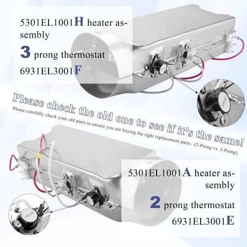 5301EL1001H Dryer Heating Element fit for LG.TROMM,Heater Assembly 5301EL1001H fit for Kenmore Elite 79680272900 3 Prong Thermostat 6931EL3001F DLEX7177WM DLE5977W DLE2516W DLE0442W prime&swift