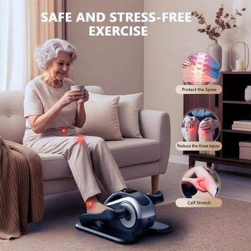 LVPIMAN Under Desk Elliptical Machine,Electric Leg Exerciser for Seniors,12 Adjustable Speeds&12 Modes with Remote Control,Elastic Rope,Manual&Auto Mode for Home Office