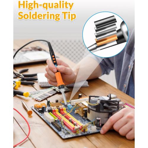 Soldering Iron Kit, 100W High Power Soldering Iron, Fast Heating, Digital Display Temperature Control Accurate 356°F-896°F, Portable Soldering Kit with Protective Cap, Automatic Sleep Mode