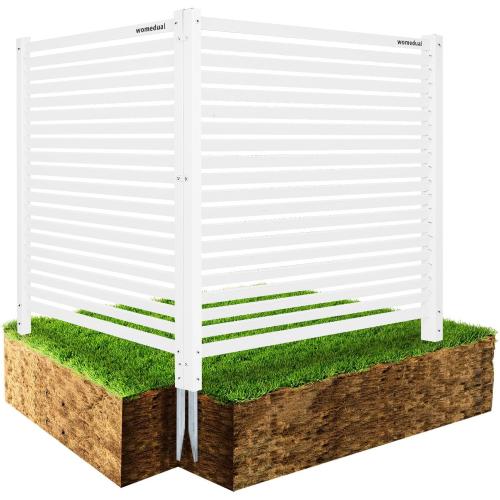 Air Conditioner Fence 2 Panels, 48 W x 48 H Outdoor Trash Can Fence, Easy Assembly Decorative Privacy Screen for AC Units & Pool Equipment