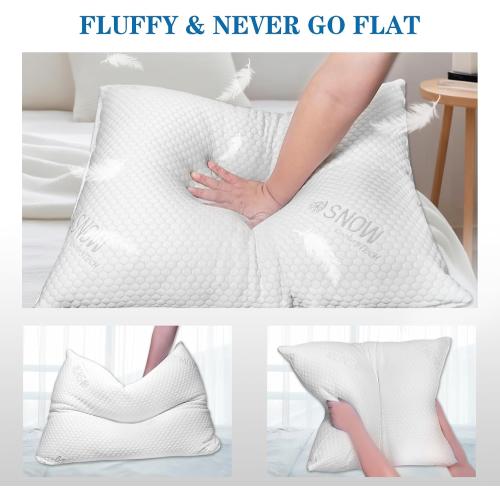 Cooling Pillows Queen Size Set of 2, Shredded Memory Foam Pillows for Sleeping, Firm Pillow Adjustable Soft Gel Cool Bed Pillow for Side, Back and Stomach Sleeper（20x30）