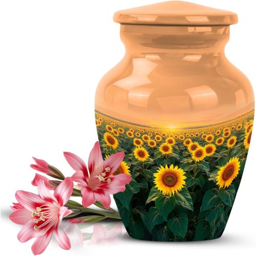 Yatskia Sunflower Small Keepsake Urns for Human Ashes, Urn for Ashes Adult Male, (Pack of 1, 3 Inch)