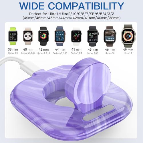 for Apple Watch Magnetic Charging Dock - Fast Magnetic Charger Stand, Compatible with Apple Watch Series 2/3/4/5/6/7/8/9/10/Ultra 1 2, Supports Nightstand Mode, Portable Design for Travel