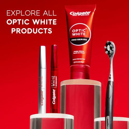 Colgate Optic White Overnight Teeth Whitening Pen, Hydrogen Peroxide Teeth Whitening Pen, Visibly Whiter Teeth  0.08 fl oz