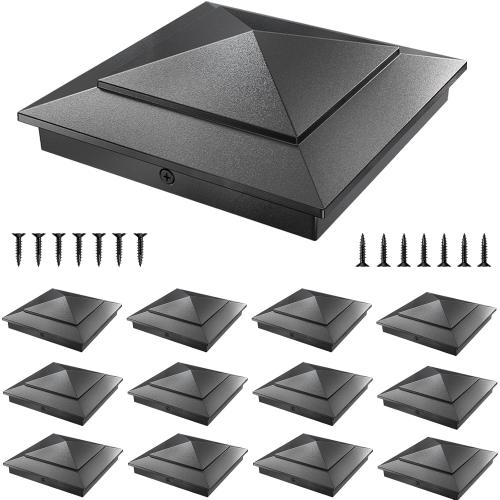 12 Pack Pyramid Aluminum Post Caps for 4x4 Wood Posts (Actual 3.5 x 3.5), Durable Powder-Coated Fence Post Caps for Deck, Patio, Fence, Weather-Resistant, Rust-Proof PC44