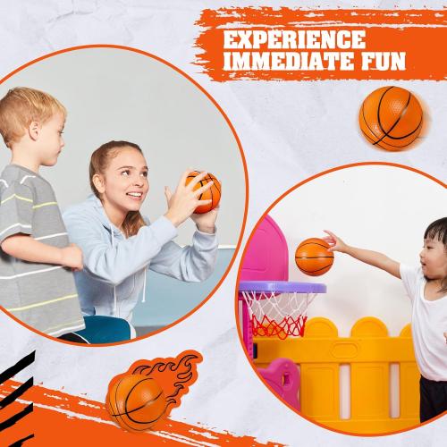MiniInflat 6 Pcs 4'' Mini Foam Basketballs for Kids Adults, Squeeze Stress Ball Safe Soft Replacement Beach Pool Basketball for Indoor Hoop Toddler Quiet Bouncy Sport Game (Orange)