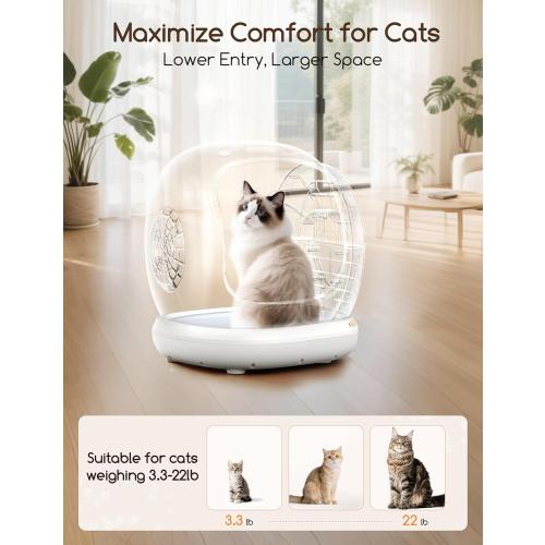 Size 75L  Automatic Cat Litter Box, Large Opening Self Cleaning Litter Box with Safety Protection for Multiple Cats, App Control, Odor-Free, 75L Space
