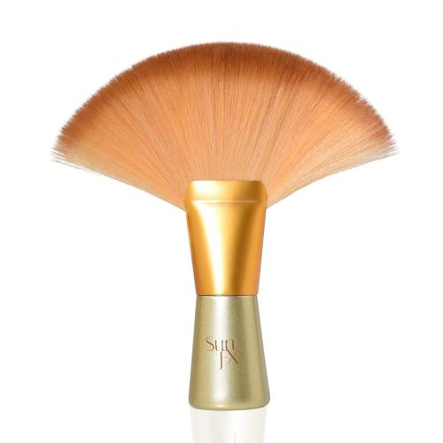 Gold SunFX Finishing Powder Brush | Large Professional Fan Brush for Salon Use | Perfect For Spray Tan Powder