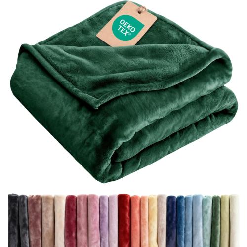 Fleece Blanket Twin Size - Ultra-Soft Flannel Fleece Blanket - Forest Green