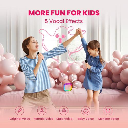 Mini Karaoke Machine for Kids, 2026 TOP Toys Birthday Gifts Ideas for Girls Ages 4, 5, 6, 7, 8, 9, 10, 12  Years Old, Portable MP3 Player with 2 Wireless Mics for Family Home Party