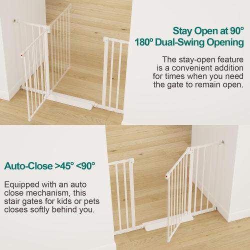 Miumoon 29.7-46 Baby Gate for Stairs with Banister Adapter Y-Spindle Rods, 30.5 Tall, Easy-Install Pressure Mounted Baby Gate for Doorways, Auto-Close Dog Gate Indoor for Child and Pets