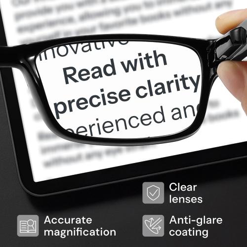 Gaoye 1.75 Professional Reading Glasses for All Day - Computer Readers with Blue Light Protection - Value 5 Pack *Black*
