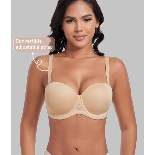 DotVol Women's Multiway Strapless Bra Full Figure Underwire Contour Beauty Back Plus Size Bra