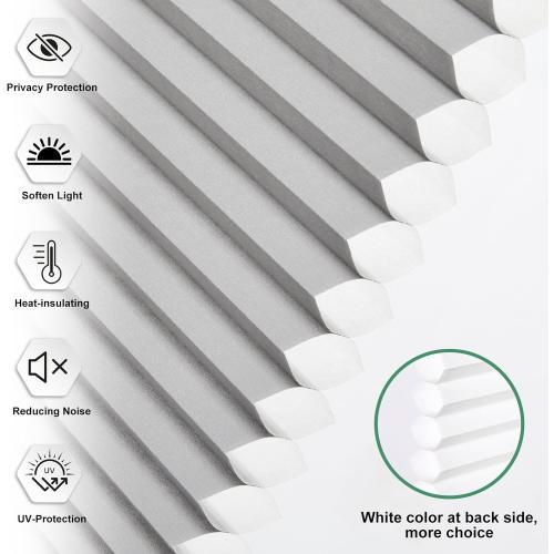 Arch Window Shades Half Circle Light Filtering Cellular Shades Cordless No Drill for Windows Half Moon Honeycomb Fabric No Tools Honeycomb Shades Easy Install (Grey-Light Filtering 36 X 72)