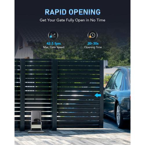 CO-Z Automatic Sliding Gate Opener 1400 lb 40 ft Gates 110V Chain Drive | Easy Installation, Includes Hardware, 20 ft #41 Chain, 2 Remotes, Infrared Sensor Compatible (Sold Separately)