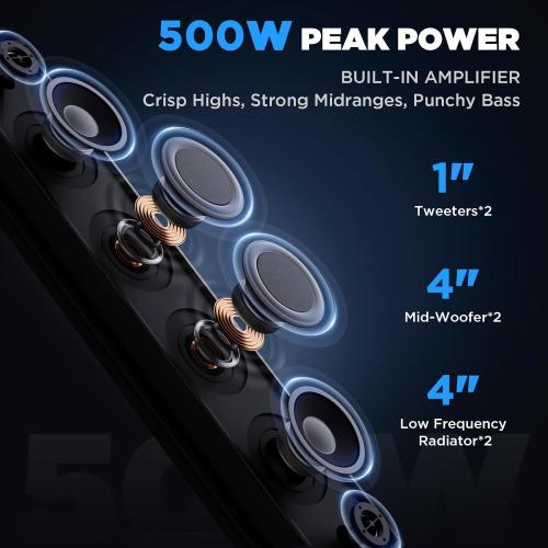 25 Inch UTV Sound Bar, ATV SoundBar Bluetooth with RGB Lighting, IP66 Waterproof Golf Cart Sound Bar, Amplified Powersports SXS SoundBar, UTV Speakers Compatible with Polaris RZR Can-Am