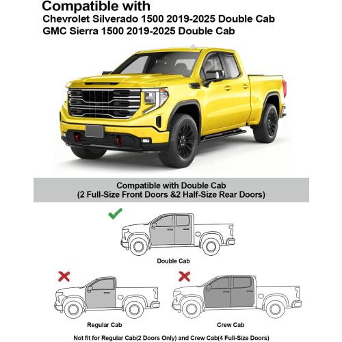 in-Channel Window Rain Guards Fit for Chevy Silverado GMC Sierra 1500 2019-2026 Double Cab Rain Guards Extra Durable Side Window Deflectors Truck Vent Visors Vent Shades Car Accessories