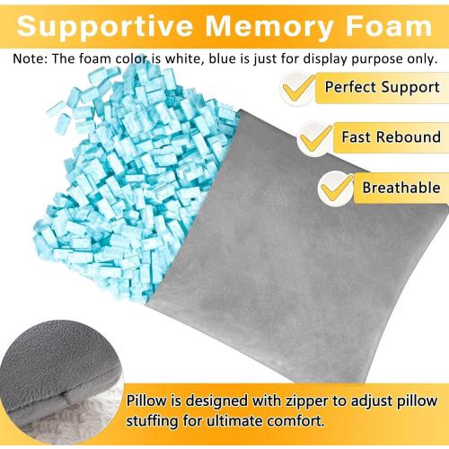 1 MIDDLE ONE 2 Pack Small Pillow, Memory Foam Mini Pillow 11 X 7 Inches for Travel, Sleeping, Nap and Neck, Knee, Lumbar Support, Tiny Cushion for Pet, Dogs (Grey)