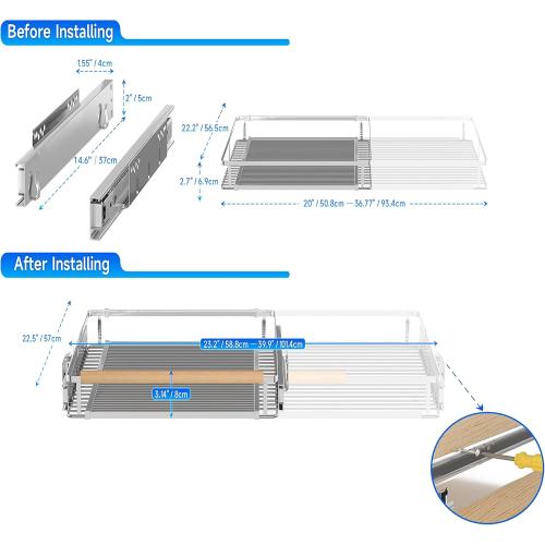 2Pack Expandable Pull Out Cabinet Organizer, 23~39.8W x 22.5D Heavy Duty Slide Out Shelves Adjustable Height Cabinet Pull Out Shelves,Expandable Width Spice Rack Organizer for Kitchen Cabinet