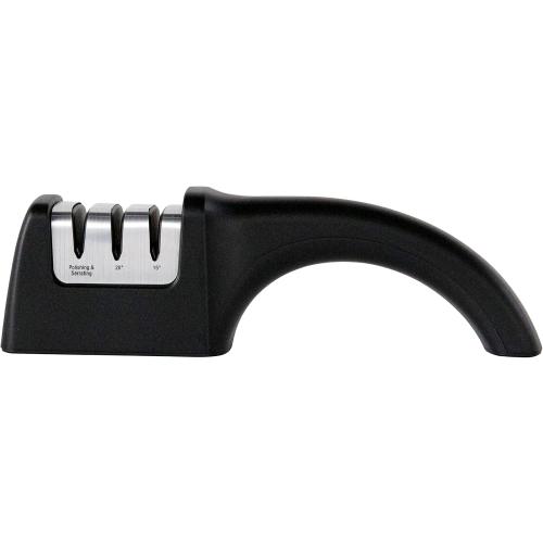 Chef'sChoice Professional Manual Knife Sharpeners AngleSelect for 15- and 20-Degree Straight-Edge and Serrated Knives with Diamond Abrasives Precise Angle Control & Compact Footprint, 2-Stage, Black