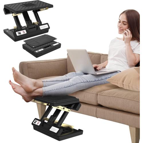 Footrest for Under Desk at Work,Height Adjustable Footrest with Massage Roller and Soft Pad,Foldable, Ergonomic fits Office,Home,Travel,Gaming,Sturdy Metal Frame,All-Season Use(Black)