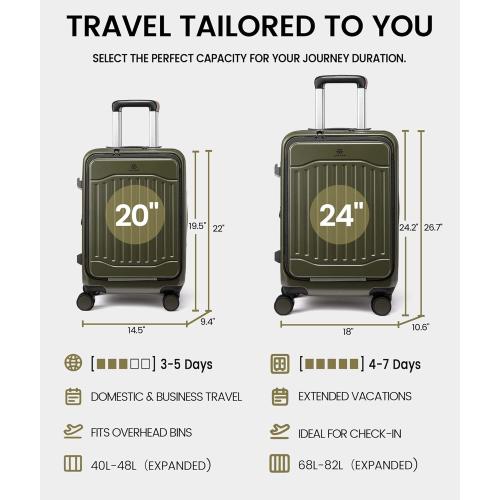 LOVEVOOK Carry On Luggage 22x14x9 Airline Approved, Expandable Hard Shell Suitcase with Spinner Wheels, USB Charging Port & Front Pocket, PC Hardside Rolling Luggage with TSA Lock for Travel