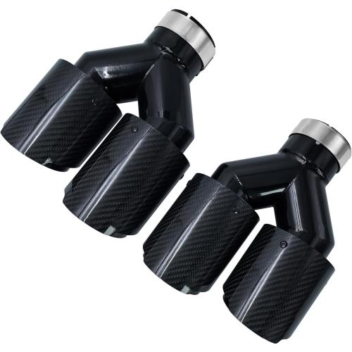 1-Pack Carbon Fiber Dual Exhaust Tips 2.5 Inlet to 3.5 Outlet, Universal Tailpipe 2.5 Inch Exhaust Muffler Tips (Gloss)