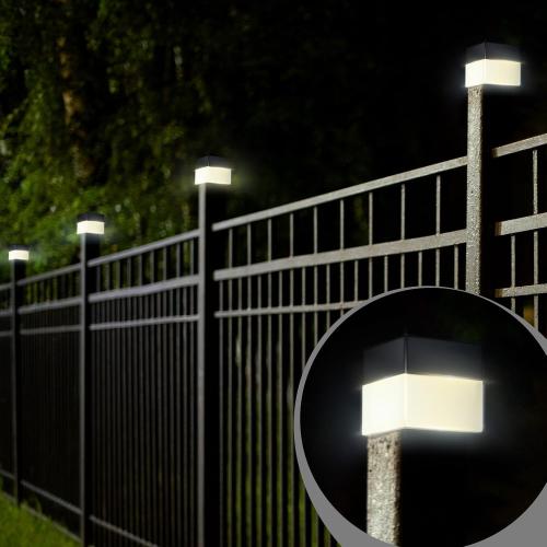 Hicarer 12 Pack Solar Fence Post Cap Lights 2in x 2in Solar Post Cap Fence Lights for Garden, Gazebos, Street Wall(Warm Yellow)