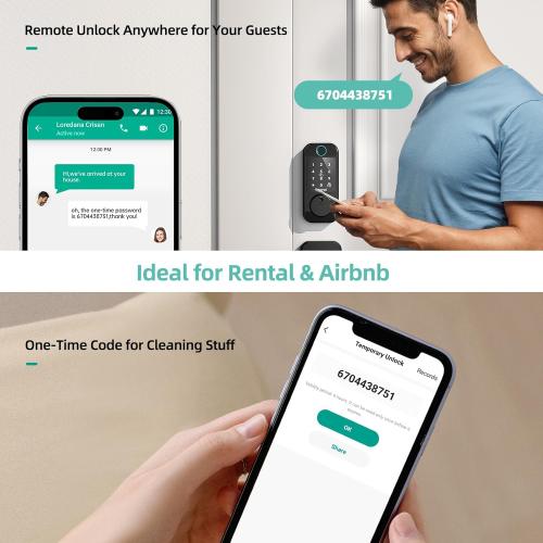 Smart Locks WiFi Deadbolt: SMONET Fingerprint Front Door Lock Keyless Entry with Keypad Electronic Digital Deadbolt Alexa Gateway Remote Control, Bluetooth APP KeyFob Code Auto-Lock for Home, Black