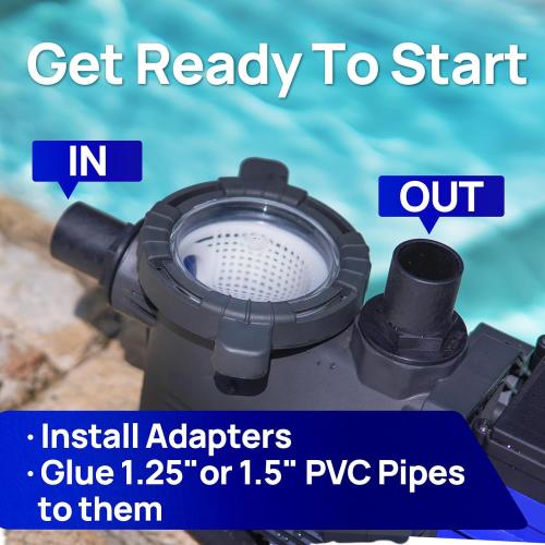 AQUASTRONG 1 HP Above Ground Pool Pump, Single Speed, 1.25&1.5''adapter, 115V, 4945GPH, High Flow, Powerful Self Primming Swimming Pool Pumps with Filter Basket