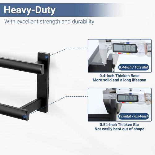 SAYAYO Double Towel Bar for Bathroom, 24 Inch Matte Black Bath Towel Rack Towel Holder Wall Mounted, SUS304 Stainless Steel