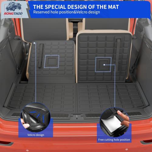 Rongtaod 6 Seats Floor Mats Compatible with 2020-2025 2026 Ford Explorer Captain Chairs Trunk Liner Cargo Liner Cargo Mat 2024 Explorer Accessories (Floor Mats Trunk Mat with Backrest Mat)