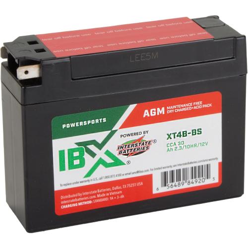 Interstate Batteries YT4B-BS 12V 2.3Ah Powersports Battery 30CCA AGM Rechargeable Replacement for Suzuki, Yamaha, Motorcycles, Mini-Bikes DR-Z50 DR-Z70 SR400 TTR110E TTR50E TTR90E (XT4B-BS)
