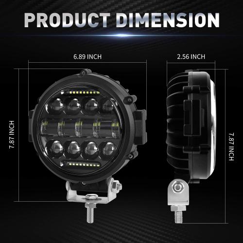 Round LED Work Light, 60W Flood Spot Combo Beam LED Light Bar with Daytime Running Light, 4PCS Off Road Driving Lights for Truck Pickup SUV ATV UTV
